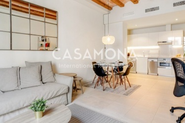 Moderno apartamento de 1 dormitorio con balcones y terraza en un edificio renovado