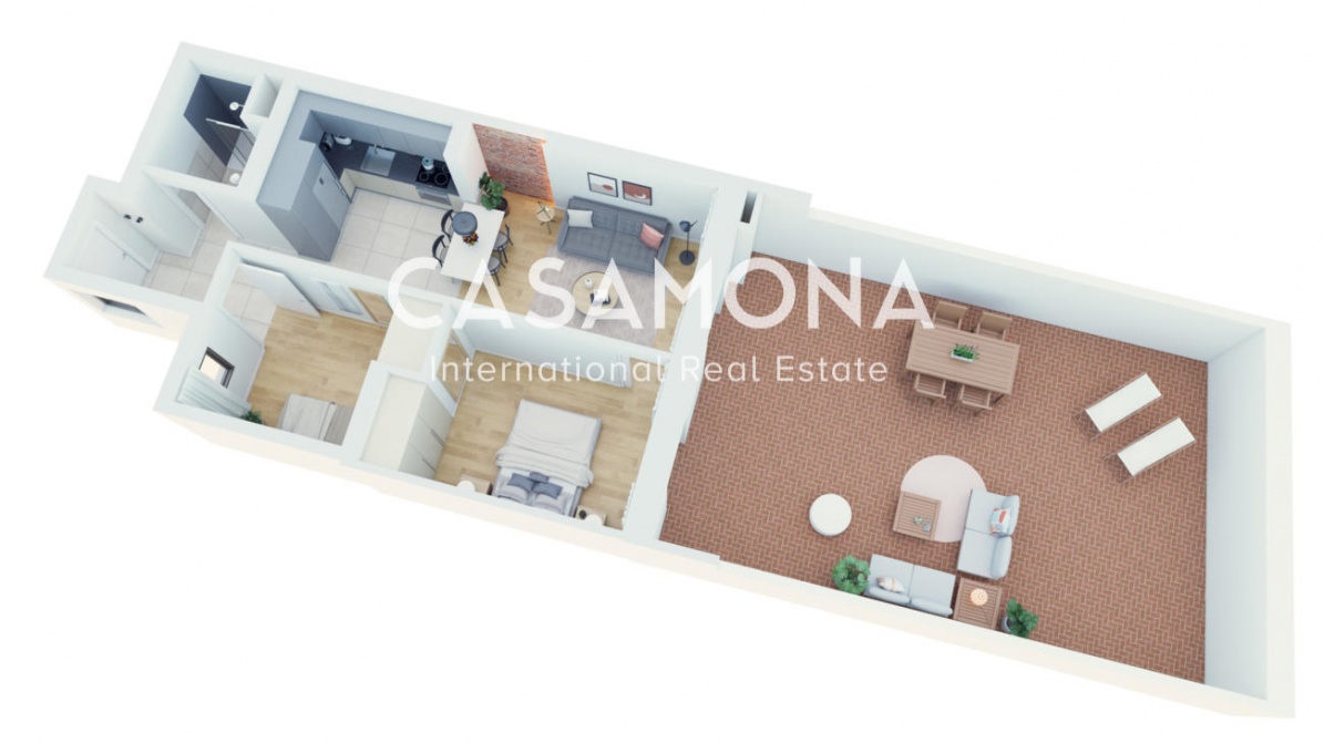 Appartement moderne et entièrement équipé de 2 chambres avec immense terrasse privée