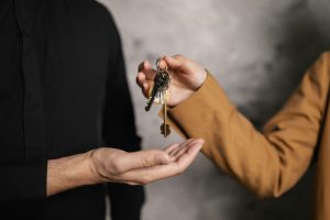 Giving keys to buyer